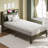 Dark Green Upholstered Platform Bed With Storage Headboard & Charging Station-2142413962-2122838892