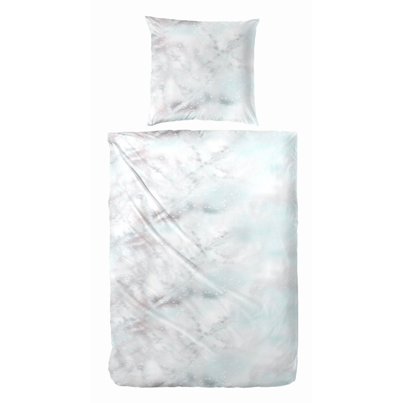 Mako-Satin Bettwäsche 100% Baumwolle, Grey/Green, Single Duvet Cover + 1 Pillowcase