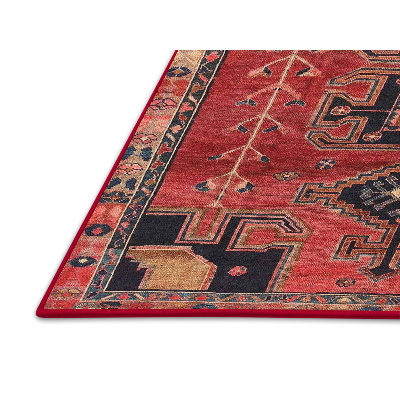 Tapis rouge / noir / brun Southwestern, Rectangle 7 pi x 9 pi
