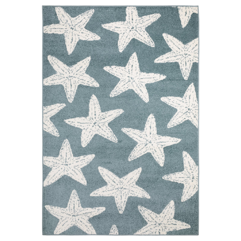 Quince Coastal Star Fish Blue/ Ivory Area Rug, Runner 2' x 7'