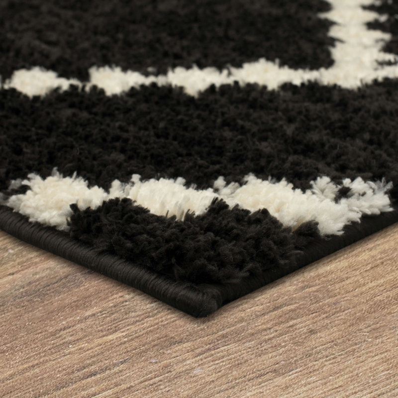 Karastan Rugs Traverse Geometric Polyester Woven Black Area Rug, Rectangle 6' x 9'