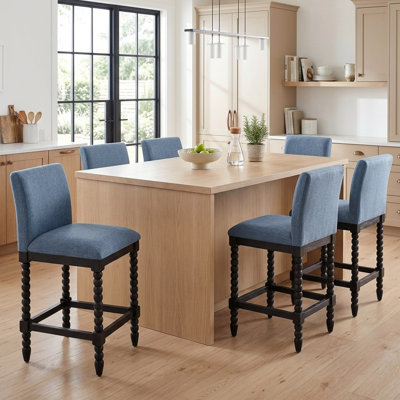 Carollyn 26" High Modern Farmhouse Turned Leg Beaded Counter Stool