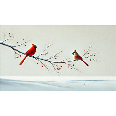 «Winter Cardinals on Snowy Branch», impression sur toile tendue