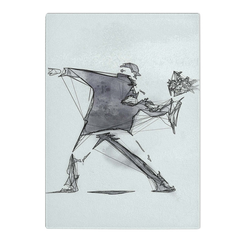 Glass Flower Thrower in Abstract Chopping Board, 28.5 cm W x 20 cm L