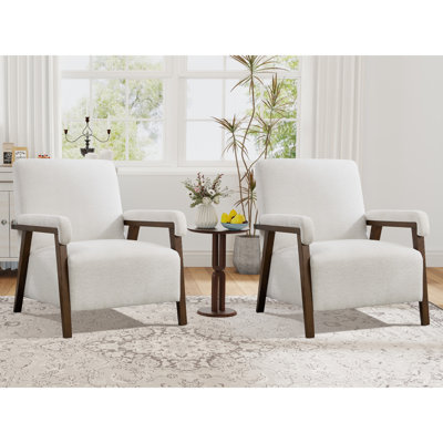 28.35'' Wide Upholstered Fabric Accent Armchair With Solid Wood Leg(Set Of 2)
