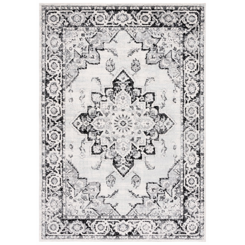 Tapis ivoire / noir Tulum 279, Rectangle 4 pi x 6 pi