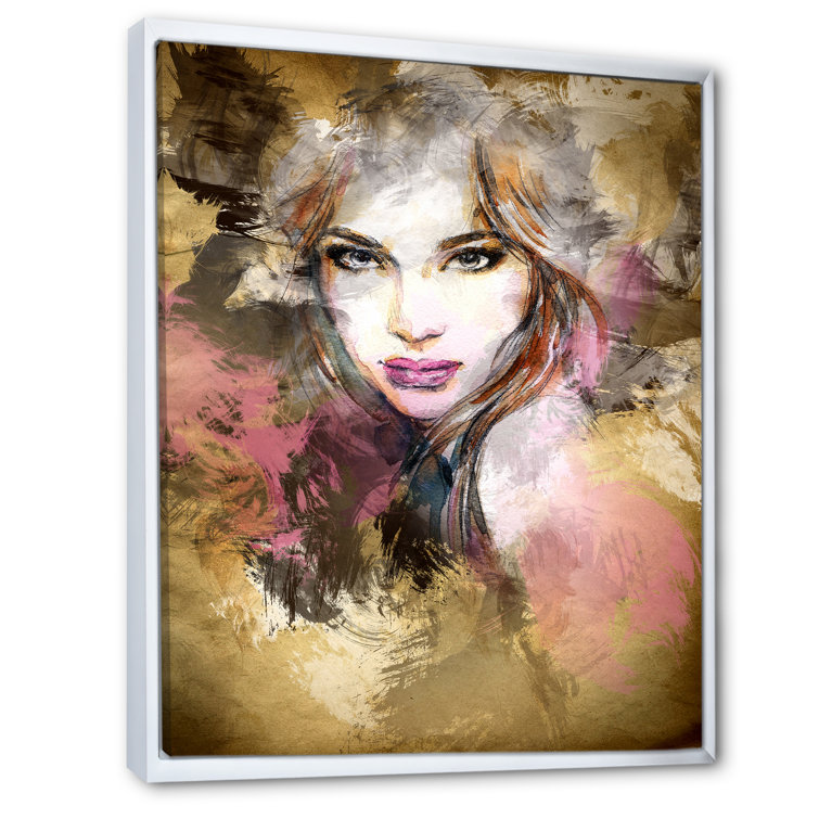Fashion Woman with Purse and Bee Inky - Wrapped Canvas Painting House of Hampton Size: 20 H x 20 W x 1.25 D