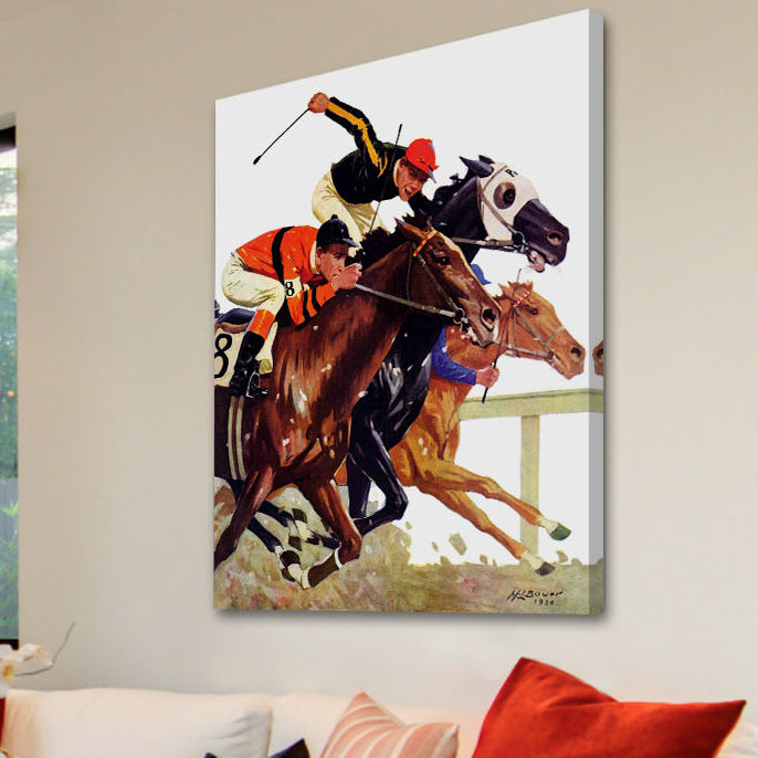 «Thoroughbred Race» par Maurice Bower, reproduction sur toile tendue, H 48 po x l 40 po x P 1,5 po
