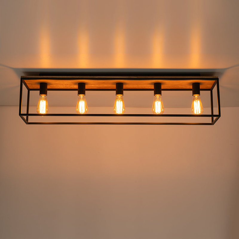 Plafonnier encastré 5 lumières Modern Farmhouse, H 9 po x l 39,4 po x P 7,9 po