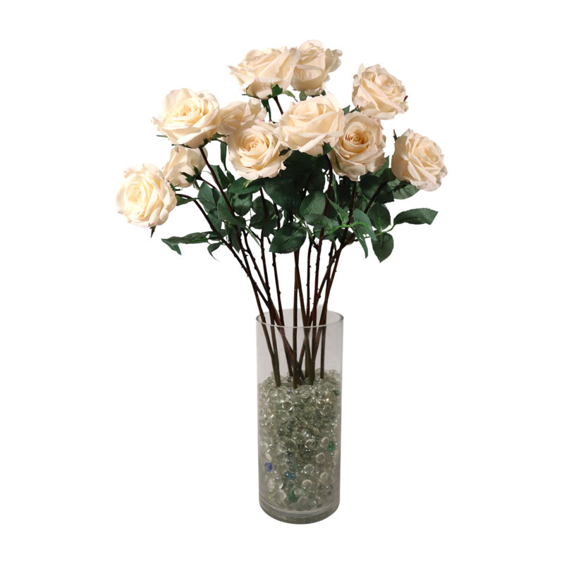 4pc 27” Real Touch Peach Rose – 4” Diameter Faux Flowers