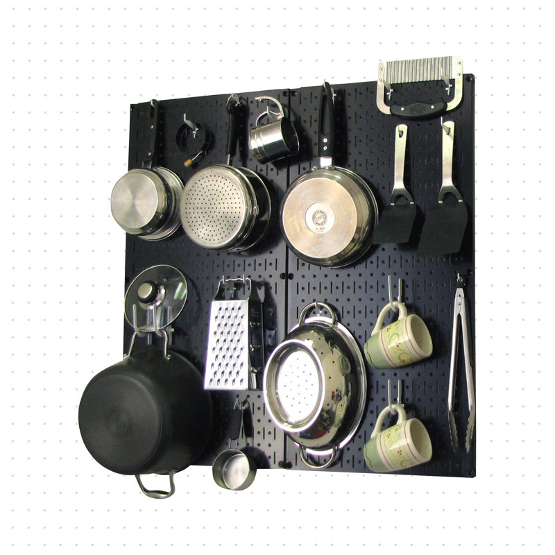 Metal Rectangle Wall Mounted Pot Rack, Black  /White
