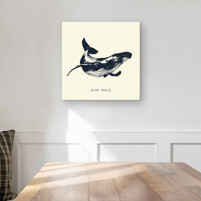 Blue Whale Sketch - Blue Metal Print for Home Decor