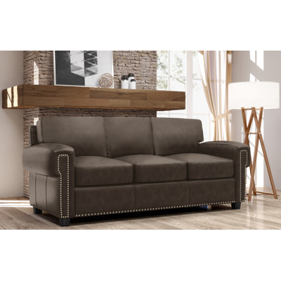  Fardin 87" Genuine Leather Queen Sleeper Sofa