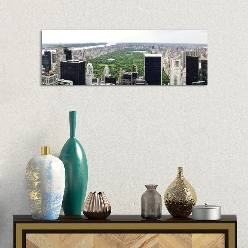 New York Skyline Cityscape (Manhattan - Central Park) - Wrapped Canvas Panoramic Print, 30.48 cm H x 91.44 cm W x 3.175 cm D