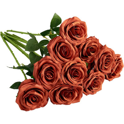 Rose artificiel 10 pièces Bouquet de fleurs ouvertes Faux roses pour arrangement de mariage