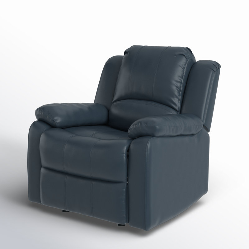 Fauteuil inclinable manuel oscillant de 37,75 po Kahler, Similicuir bleu nuit