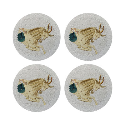 Zodiac Capricon Vegan Leather Round Pebble Placemat