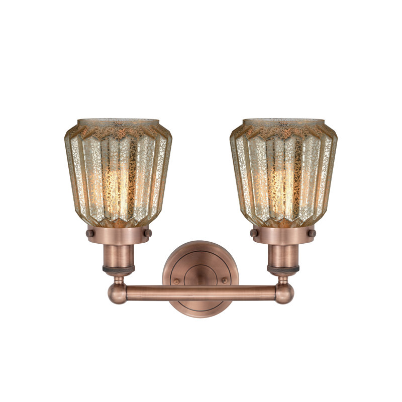 Éclairage pour meuble-lavabo à intensité variable à 2 lumières Aretzy, Mercurisé, Cuivre antique