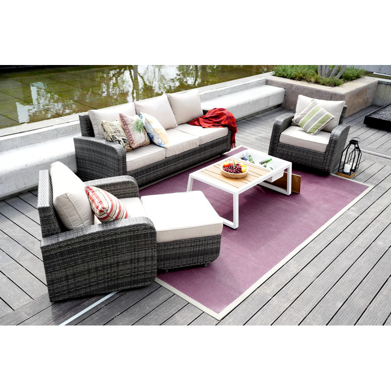 Ensemble de conversation avec canapé et coussins 5 pièces, Gray