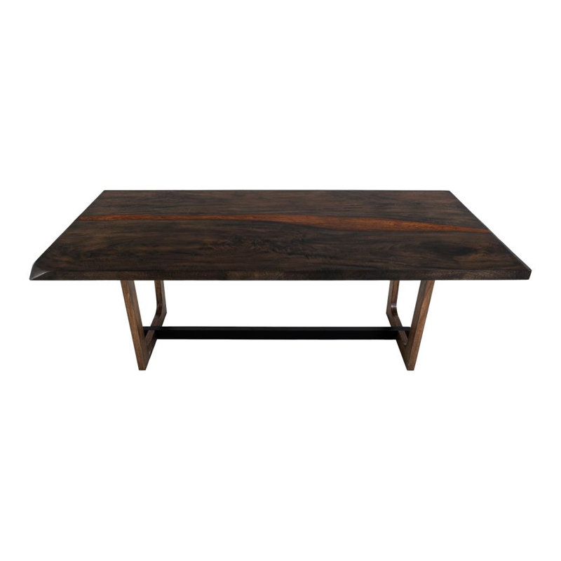 Table rectangulaire à double piédestal, brun
