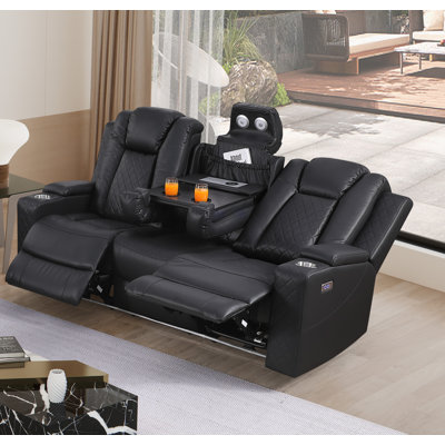 Tayeba Diamond Faux Leather Reclining Sofa