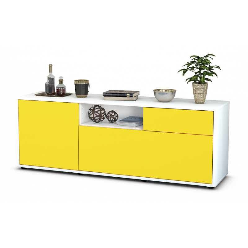 Wyckoff Unfinished TV Stand for TVs up to 60", Yellow / Matte White