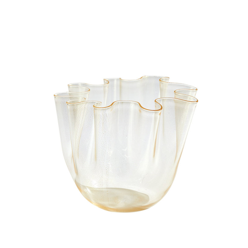 Vase de table en mouchoir, H 10,25 po x l 11,75 po x P 11,75 po, Or