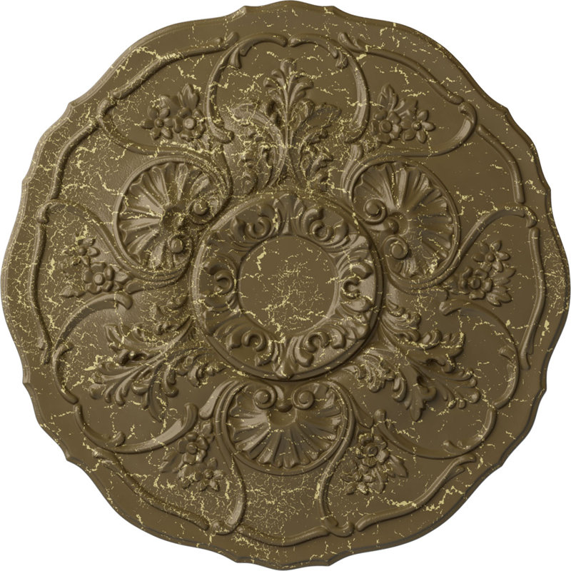 Médaillon de plafond Endurathane Cornelia, diamètre extérieur de 22 1/2 po x P 1 1/2 po (convient aux auvents jusqu'à 4 po), fini craquelé de boue du Mississippi peint à la main