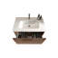 30" Striped Walnut Floating Bathroom Vanity with Curved Edges and Integrated Ceramic Sink