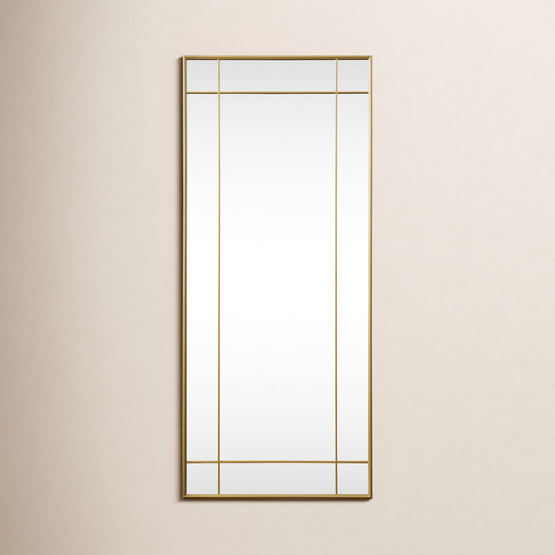 Chancey Iron Rectangle Wall Mirror, Brass, 70"H x 30"W