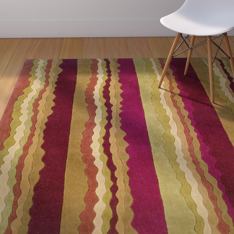 Marisela Handmade Rug Rust And Green, Rectangle 5' x 7'
