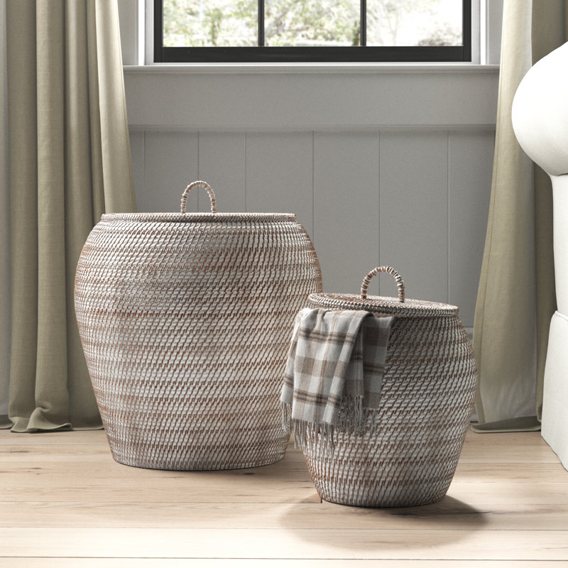 Birch Lane™ Wicker Basket, White Washed