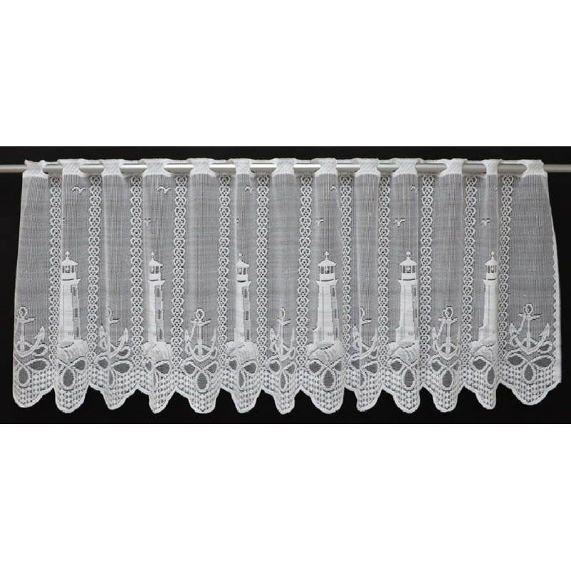 (60 "x 18") Cantonnière en dentelle - blanc / phare