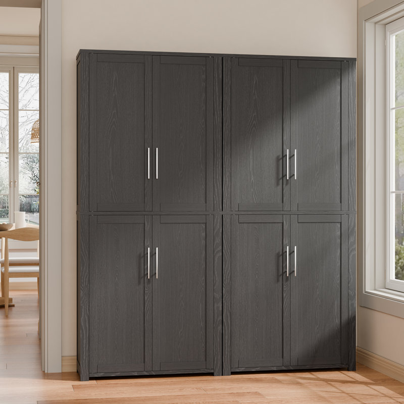 67" Tall Modern Freestanding Storage Cabinet with Adjustable Shelves, 56" W x 67" H, Black