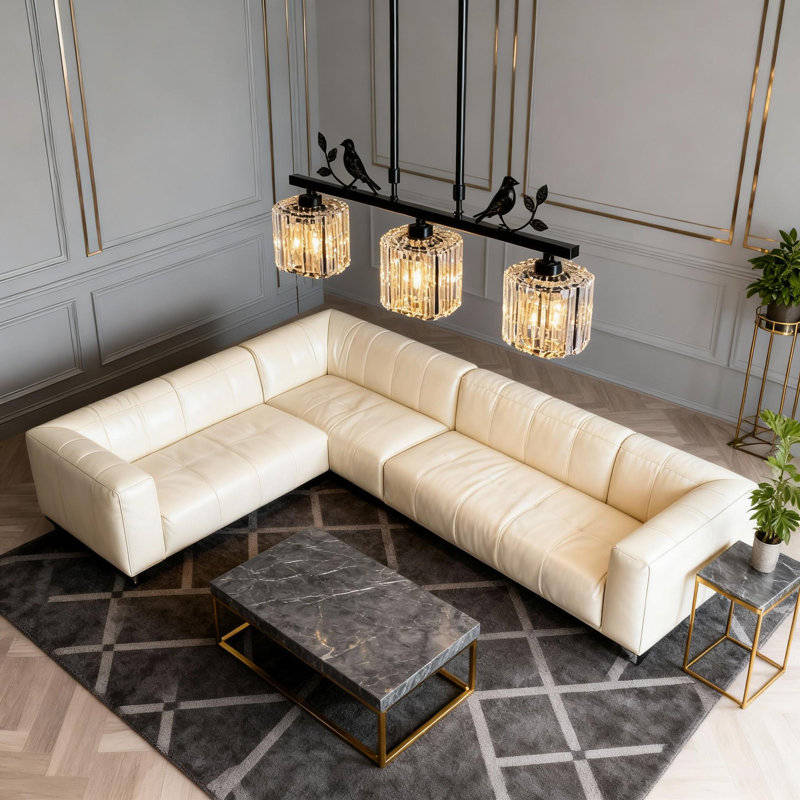 3-Light Dimmable Black Matte Crystal Pendant Light