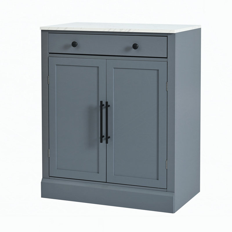 Garde-manger autoportant avec tiroir et 2 tablettes réglables, Gris