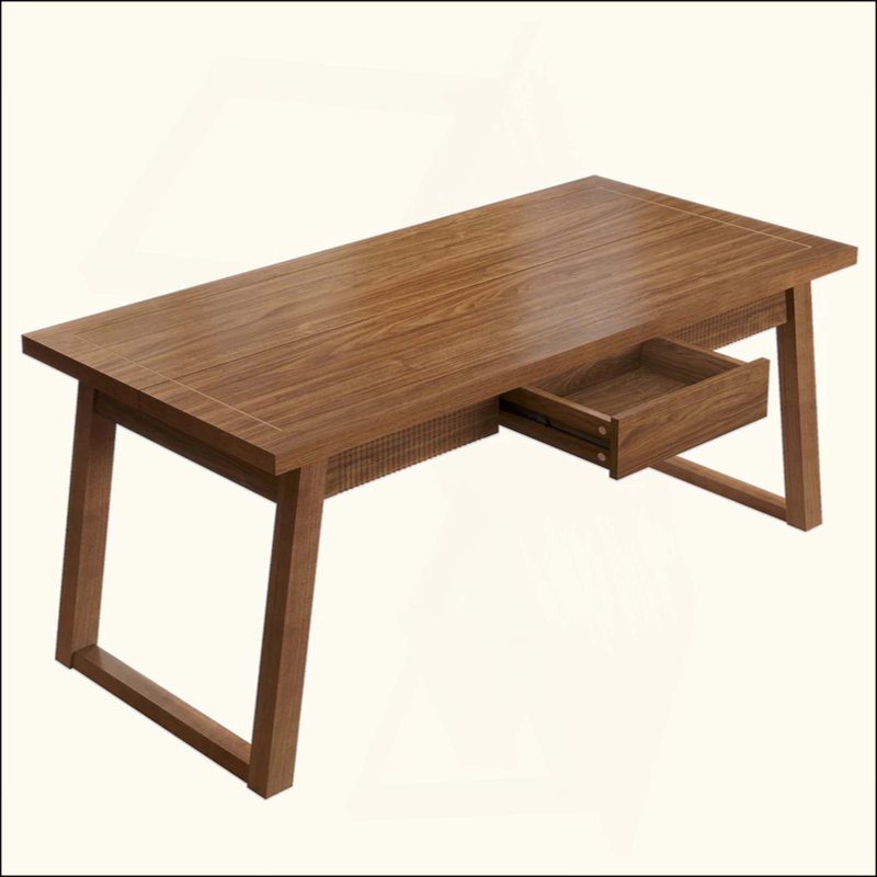 Table de salle à manger rectangulaire avec tiroir et pieds en bois massif (seulement 1 pièce)