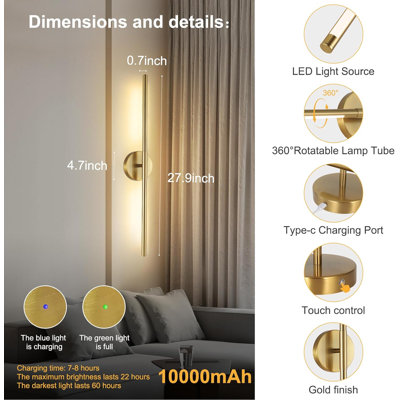 Wireless Battery Powered Wall Lamp