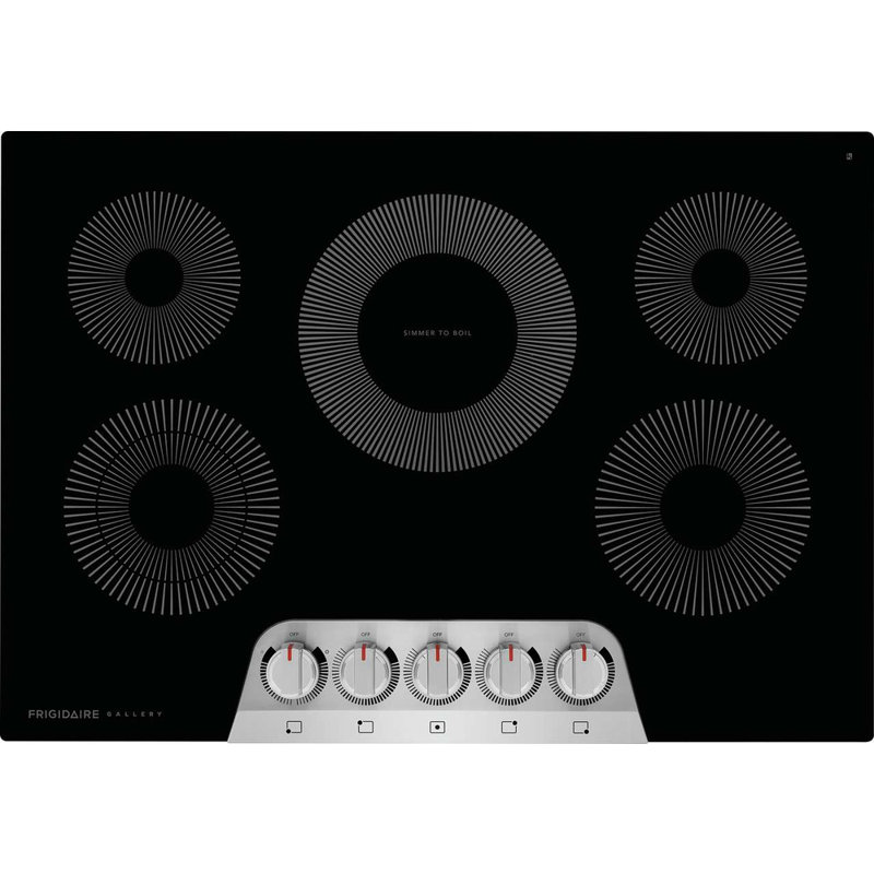 30.63"" Electric Cooktop with 5 Elements, Black/Silver