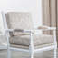 Fauteuil Spindle, finition blanche, tissu cachemire taupe