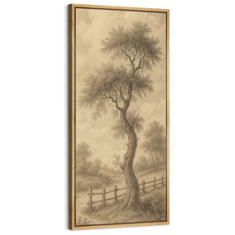 Reproduction d'art sur toile encadrée rétro sépia, Naturel, H 60 po x l 30 po