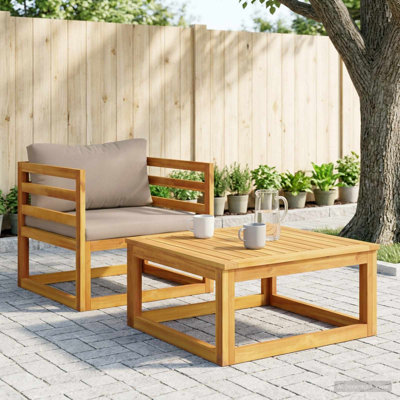Canapé d'angle modulaire avec coussins 100 % polyester, en acacia massif