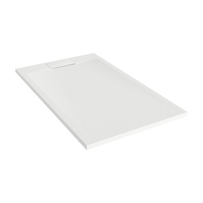 Emberveil White SMC Shower Base 36" x 60" – Low Profile Anti-Slip Stone Texture with Side Drain