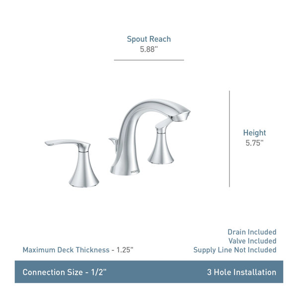Moen Widespread Bathroom Faucet with Drain Assembly & Reviews