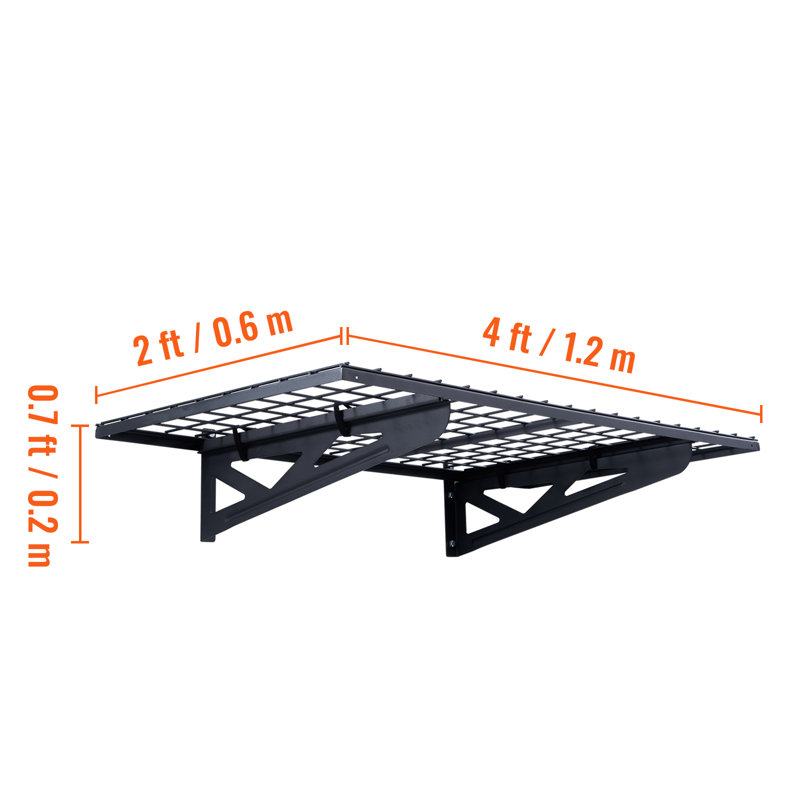 2 Piece Metal Floating Shelf, 8.4" H x 48" W x 24" D