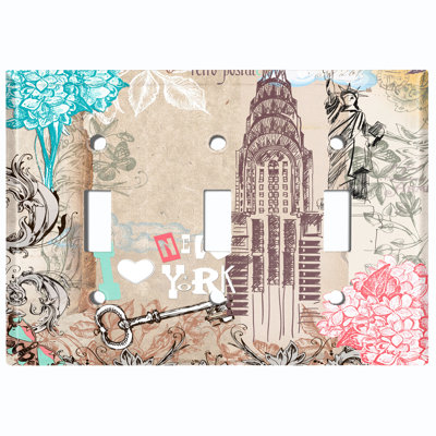 Patterned 3 - Gang Toggle Light Switch Standard Wall Plate