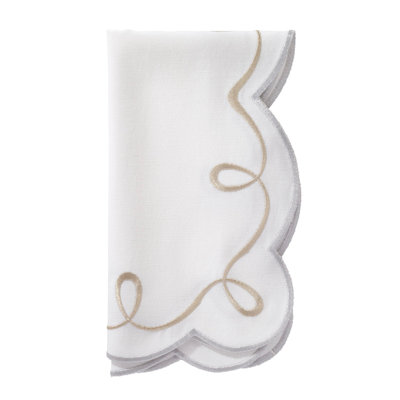 Ribbon Twirl Cotton Blend Scalloped Napkins