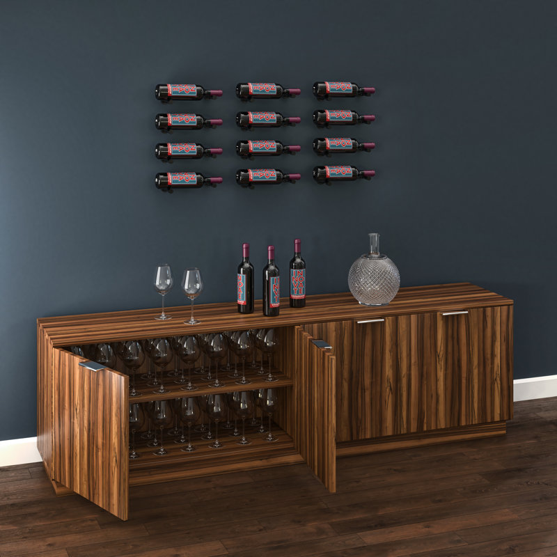Iowa 12 Bottle Wall Mounted Wine Bottle Rack, Clear Acrylic, 12