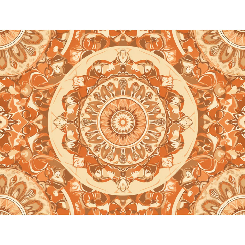 Machine Printed Throw Blanket, Floral, 60" L x 50" W, Orange/Beige