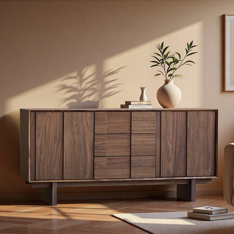 Retro Large-Capacity Sideboard, Walnut, 31.5" H x 59.06" W x 15.75" D